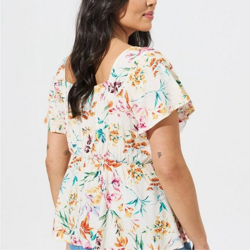 NWT Torrid size 3 peplum Challis sweetheart flutter sleeve blouse - Picture 2 of 12